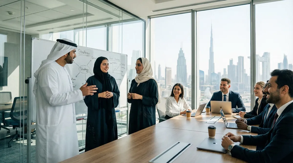 فريق عمل شركة سيو متخصص يضع خطة استراتيجية لاستهداف الجمهور في مسقط والمنامة والكويت.