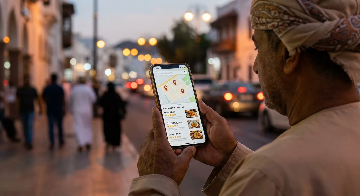 Google Maps local pack for restaurants in Muscat Riyadh Dubai driving calls and directions