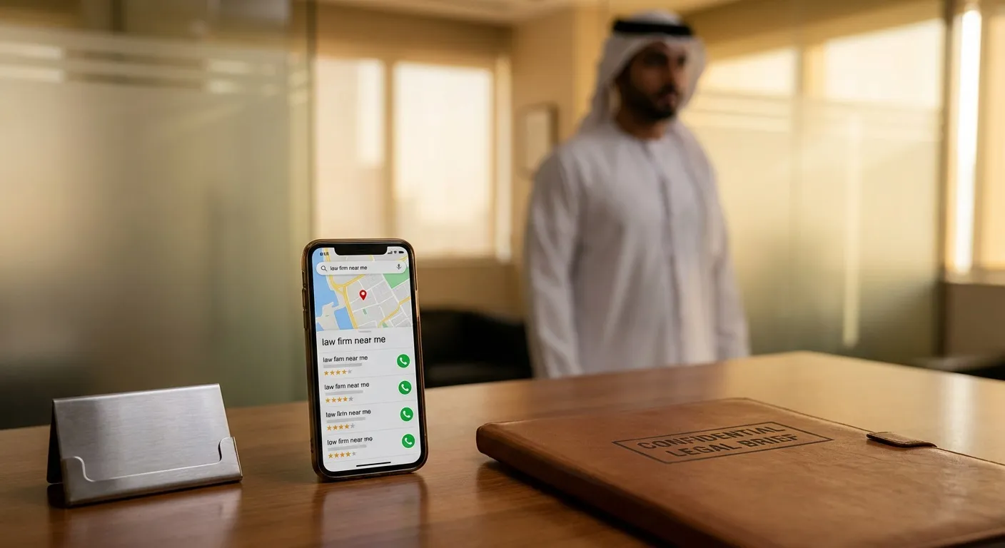 law office local SEO Dubai GCC showing in map results for legal services