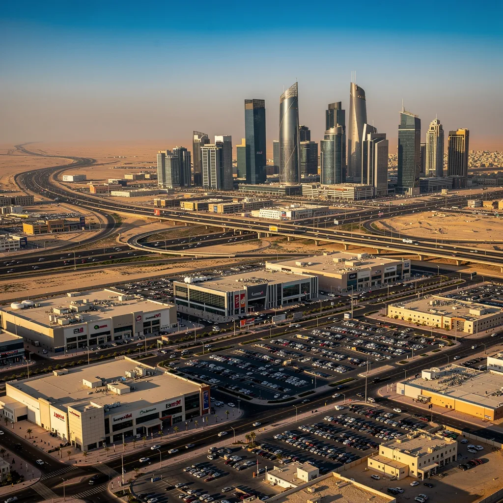 Aerial view of Kuwait showing Kuwait City and surrounding governorates — SEO and digital marketing services across all Kuwait by SEOinGCC