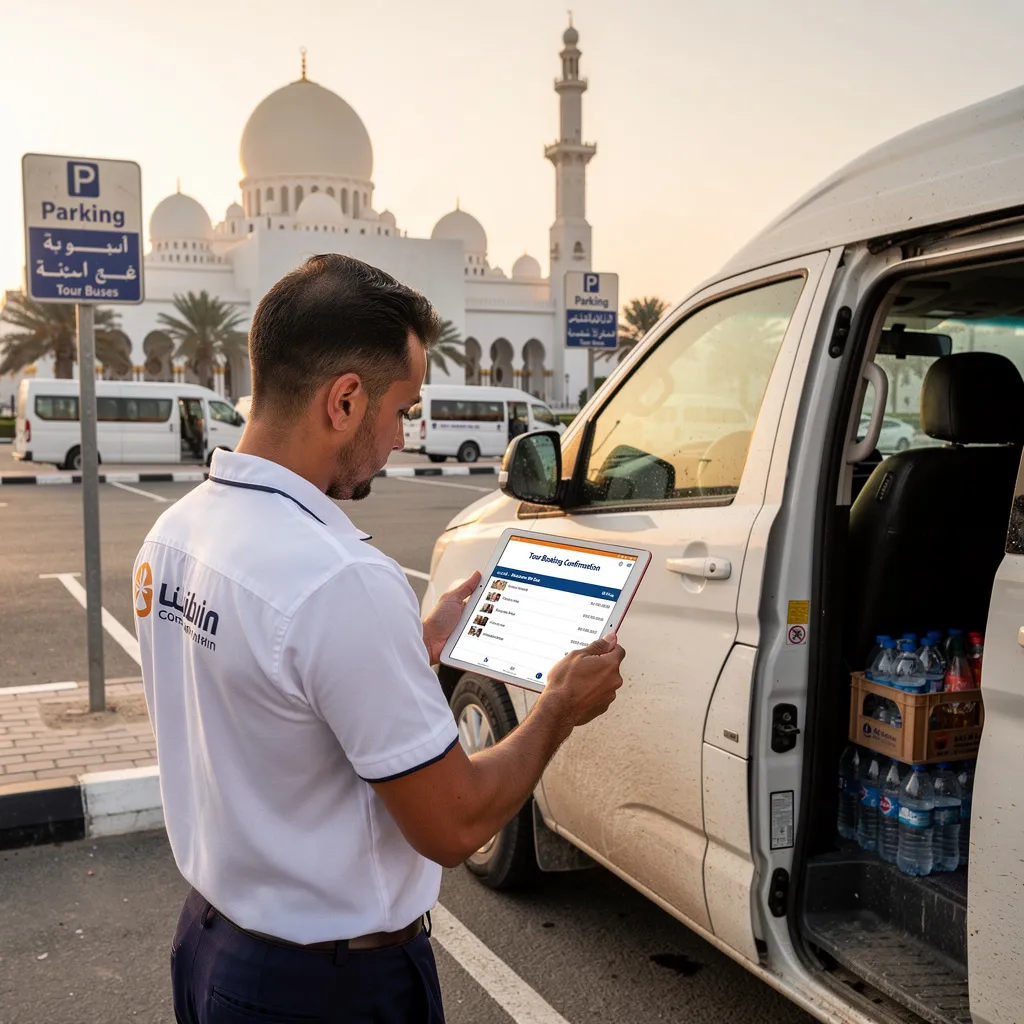 Tour operator in Muscat managing direct bookings on tablet.