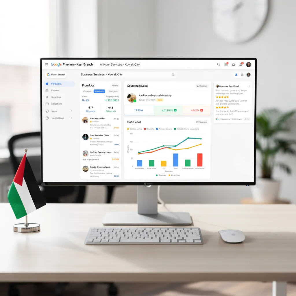 Google Business Profile management dashboard for a business in Kuwait — monthly GBP management services by SEOinGCC